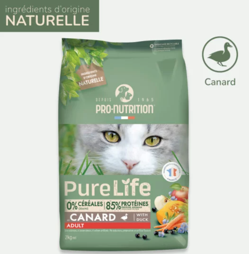 PURE LIFE CHAT ADULT CANARD 2KG