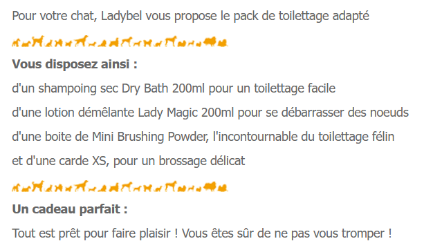 PACK PROMO LADYBEL COFFRET CHAT ET NAC