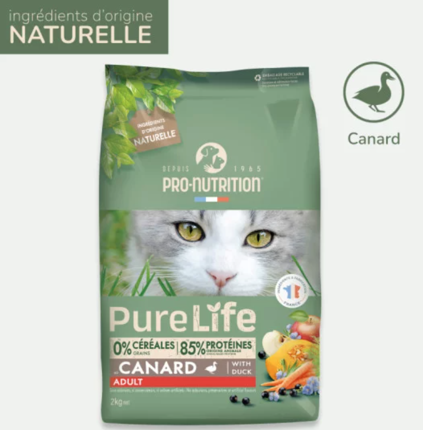 PURE LIFE CHAT ADULT  CANARD 2KG