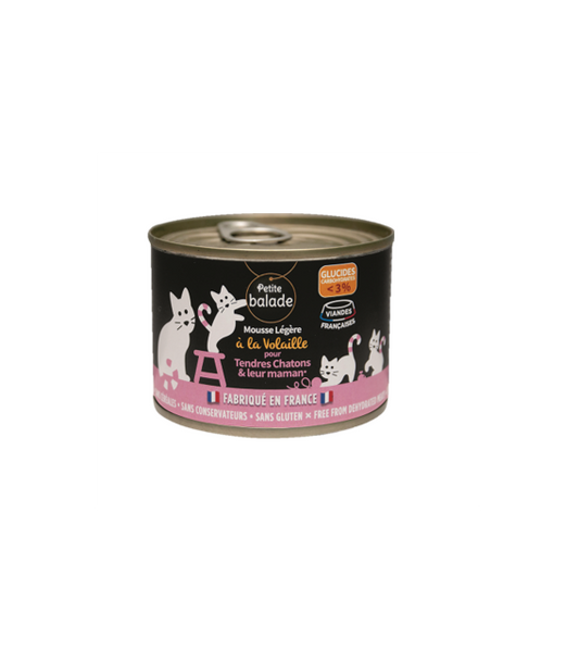 PATE Petite Balade sans céréale chat mousse volaille chaton et maman 200g