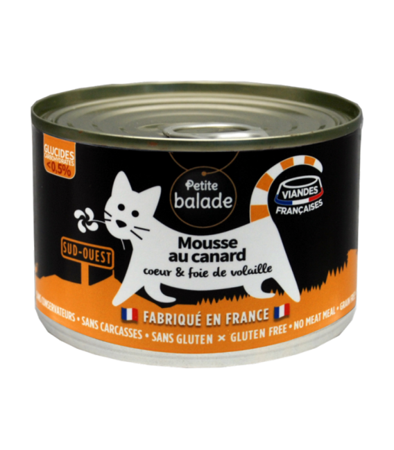 PATE Petite Balade sans céréale chat mousse au canard 200g