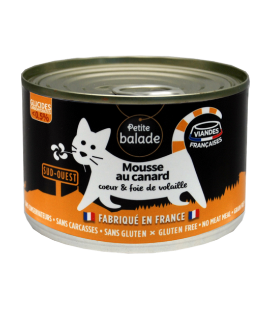 PATE Petite Balade sans céréale chat mousse au canard 200g